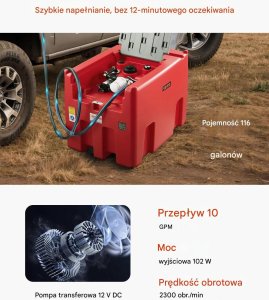 Lumarko Zbiornik paliwa 440L z pompą 12V dystrybutor mobilny do diesla 4