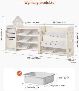 Songmics Organizer na zabawki z półką na książki 10 pojemników do pokoju dziecka 3