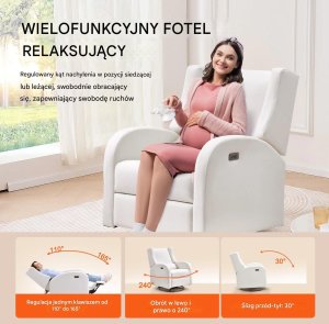 Mebel Elite Fotel obrotowy rozkładany elektryczny bujany regulowany do salonu 4