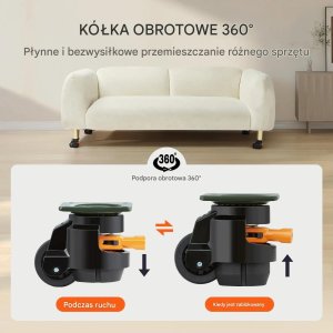 Royal Catering Kółka poziomujące 4 szt. 500kg obrotowe regulowane do stołu roboczego 5