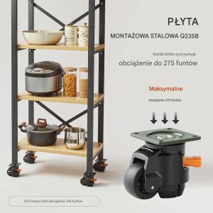 Royal Catering Kółka poziomujące 4 szt. 500kg obrotowe regulowane do stołu roboczego 6