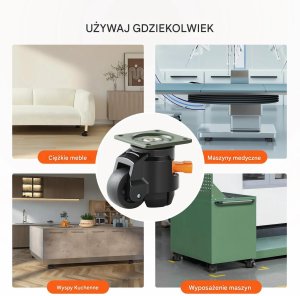 Royal Catering Kółka poziomujące 4 szt. 500kg obrotowe regulowane do stołu roboczego 7