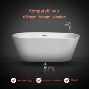 Aptel Odpływ do wanny wolnostojącej zestaw PVC z rurami mosiężnymi 3