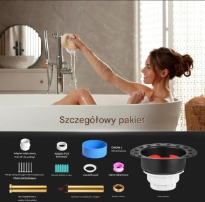 Aptel Odpływ do wanny wolnostojącej zestaw PVC z rurami mosiężnymi 7