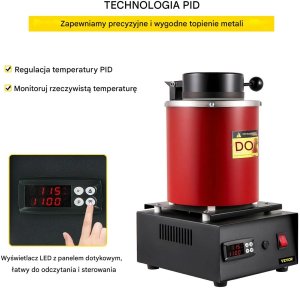 Weldline Piec do topienia metalu 3kg 1350W 1150C do złota i srebra 6