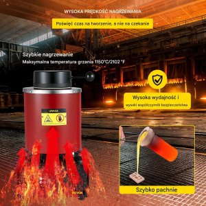 Weldline Piec do topienia metalu 3kg 1350W 1150C do złota i srebra 7