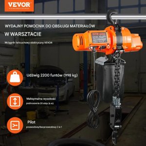 Aptel Wciągnik łańcuchowy elektryczny 1000kg 6m jednofazowy do warsztatu 4