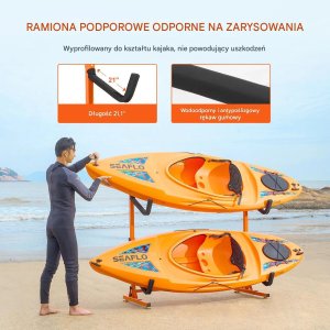 Kaja Stojak na kajak wolnostojący stalowy regulowany na 2 kajaki do garażu 5