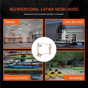 Kaja Stojak na kajak wolnostojący stalowy regulowany na 2 kajaki do garażu 7