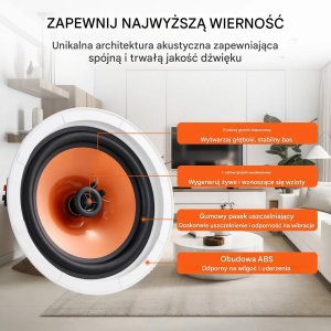 Penton Głośniki sufitowe 20 cm 100W zestaw 4 szt. do zabudowy ściennej 4