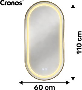 Lustro Cronos Lustro łazienkowe podgrzewane podświetlane dotykowe Cronos owalne 60x110cm Gold 2