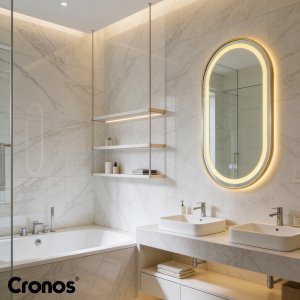 Lustro Cronos Lustro łazienkowe podgrzewane podświetlane dotykowe Cronos owalne 60x110cm Gold 9