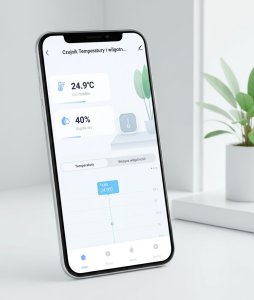 Tuya Czujnik Temperatury i Wilgotności Czarny 2x AAA Wifi TUYA 6