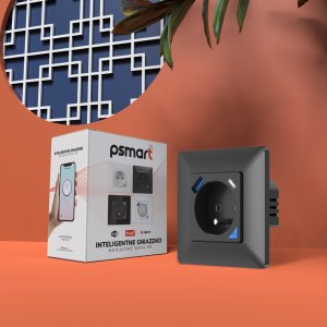 PSmart PSMART Inteligentne Gniazdo pomiar 16A USB czarne RM ZigBee TUYA Smart 12