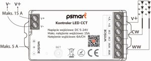 PSmart PSMART Mini Kontroler LED CCT 5-24V 15A Seria PX WiFi TUYA 8