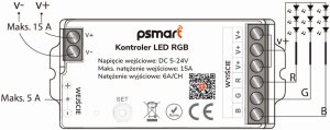 PSmart PSMART Mini Kontroler LED RGB 5-24V 15A Seria PX ZigBee TUYA 8