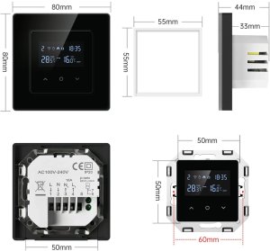 PSmart PSMART Inteligentny Termostat Obciążalny Ogrzewanie 16A Czarny RM WIFI TUYA 7