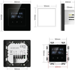 PSmart PSMART Inteligentny Termostat Zwierny Piecyk Bojler 3A Czarny RM ZigBee TUYA 7