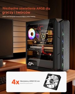 Obudowa SilentiumPC Obudowa PC gaming ATX mid tower ARGB szkło hartowane wysoki airflow 3