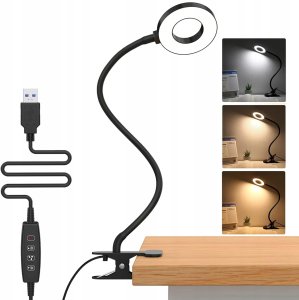 Lampka biurkowa LED Lampa biurkowa LED z klipsem DML5, czarny 2