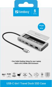 Stacja dokująca Sandberg USB-C 6in1 Travel Dock SSD 2
