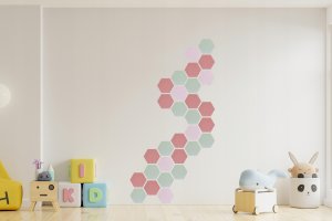 Techrebal Panele dekoracyjne Lamele Ścienne Heksagon Różowe 2