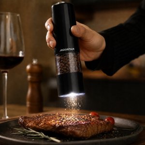 Młynek do przypraw Top Gift Elektryczny Do Ziół Soli Pieprzu Regulacja Mielenia Led + Baterie 7