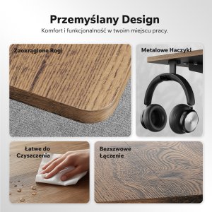 Biurko SENSE7 NOJO LIGHT Ciemnobrązowe 100 cm x 60 cm 6