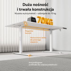 Biurko SENSE7 NOJO LIGHT Białe 160 cm x 80 cm 4
