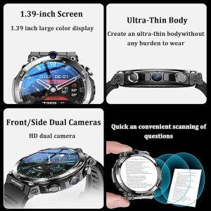 Smartwatch Diaway Smartwatch Zegarek Watch GPS Czarny Amoled Pro Rozmowy Sportowy Menu PL LTE H10 5