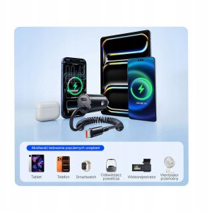 Ładowarka Orico PD 30W, 2 x USB-C, z kablem spiralnym (DS-30-2C-BK-EP) 3