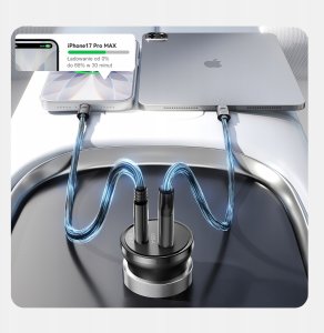 Ładowarka Orico Orico Ładowarka samochodowa PD 65W, USB-C, USB-A, aluminium 3