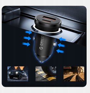 Ładowarka Orico Orico Ładowarka samochodowa PD 65W, USB-C, USB-A, aluminium 5