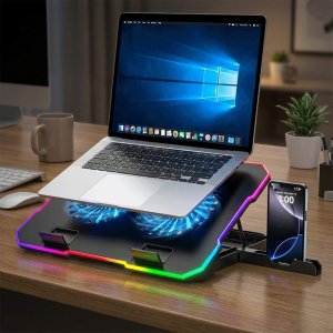 Podstawka chłodząca Wozinsky WDCX-A26 NitroCool RGB chłodząca gamingowa pod laptop - czarna (5907769387722) 3