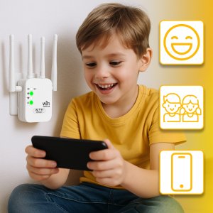 Router Mocny wzmacniacz sygnału wifi 4-anteny 300mb/s 2.4 ghz repeater zewnętrzny - er1046 3