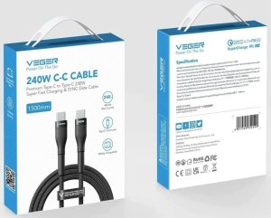 Kabel USB Veger CC03 USB C do USB C PD 5 A 240 W 1.5 m Czarny 4