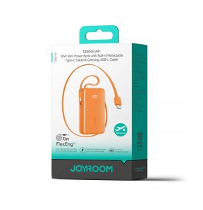 Powerbank Joyroom Powerbank Joyroom JR-PR2 35W 10000mAh z wbudowanymi kablami USB-C i Lightning - pomarańczowy 3