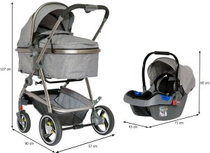 Wózek Vevor Wózek wielofunkcyjny 2w1 lux gondola + fotelik Bauerkraft szary 10