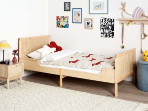 Beliani Rozsuwane łóżko dziecięce Drewno sosnowe MONTIGNY 90 x 200 cm Jasnobrązowy 2