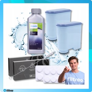 AQUALOGIS 2x Filtr wody do ekspresu PHILIPS Latte Go zestaw odkamieniacz i tabletki 2