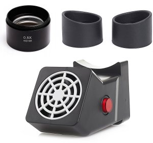 Mikroskop Techrebal Stereoskopowy OptiZoom 6558 DG6558T-B3 + Oświetlenie Barlow 0,5x Muszle Odciąg oparów Kamera Red Angel Wyświetlacz 8" 15