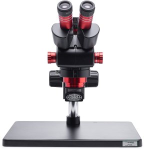 Mikroskop Techrebal Stereoskopowy OptiZoom 6558 DG6558T-B3 + Oświetlenie Barlow 0,5x Muszle Odciąg oparów Kamera Red Angel Wyświetlacz 8" 2