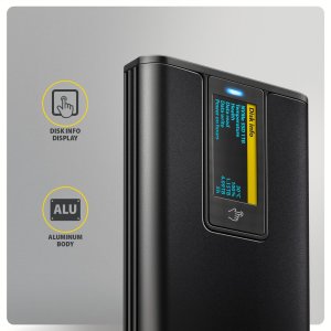 Kieszeń Axagon AXAGON EEM2-SD2B, USB-C 10Gbps externí box s displejem pro M.2 NVMe/SATA SSD, bezšroubkový, černý 3