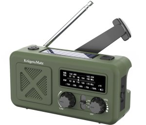 Radio Kruger&Matz Radio solarne, przenośne radio awaryjne SOS, powerbank 2000mAh, latarka, dynamo, 2