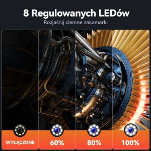 Lean Kamera Przewodowa Inspekcyjna Endoskop 8 Diod LED LCD 4,3'' IP67 7