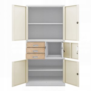 Jan Nowak Biurowa szafa metalowa z sejfem biała / dąb sonoma Eco Design* FILIP II 900 x 1850 x 400 mm (5907367507256) 3