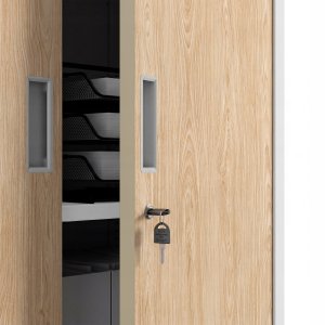 Jan Nowak Biurowa szafa metalowa z sejfem biała / dąb sonoma Eco Design* FILIP II 900 x 1850 x 400 mm (5907367507256) 6