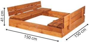 Springos Piaskownica zamykana 150x150 cm drewno impregnowane z agrowłókniną Uniwersalny 13