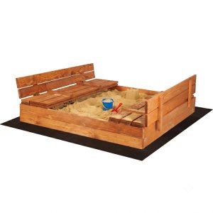 Springos Piaskownica zamykana 150x150 cm drewno impregnowane z agrowłókniną Uniwersalny 2