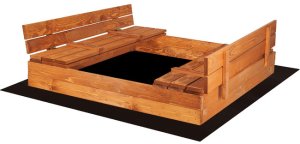 Springos Piaskownica zamykana 150x150 cm drewno impregnowane z agrowłókniną Uniwersalny 3